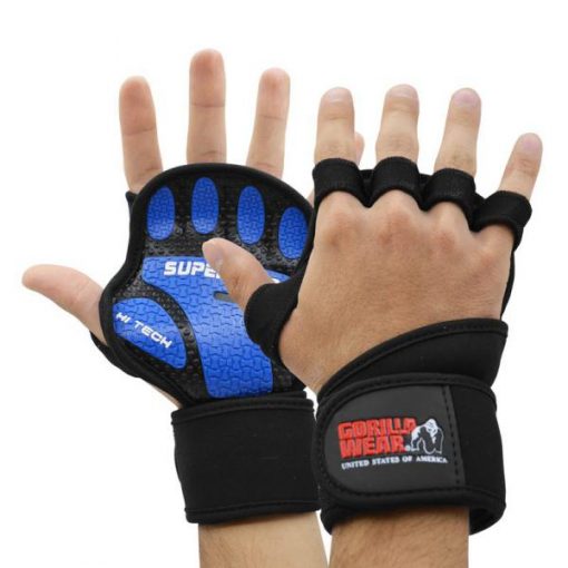 مچ بند و گریپ پد بدنسازی مدل Super Grip-HT آبی گوریلا ور Gorilla Wear